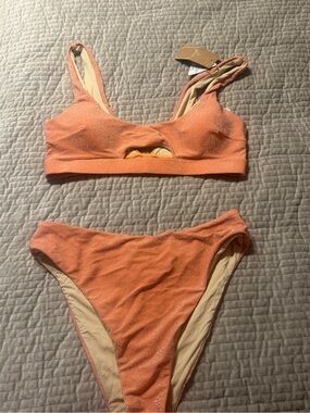 Sparkle Peach Cutout Berlook Bikini Set